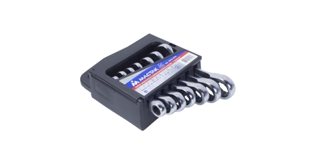 Набор комбинированных трещоточных укороченных ключей, 10-19 мм, 7 предметов МАСТАК 0215-07H