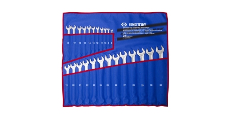 Набор комбинированных удлиненных ключей, 6-32 мм, чехол из теторона, 24 предмета KING TONY 12B4MRN