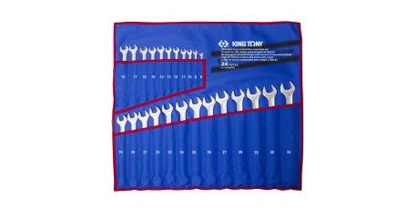 Набор комбинированных удлиненных ключей, 6-32 мм, чехол из теторона, 24 предмета KING TONY 12B4MRN