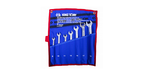 Набор комбинированных удлиненных ключей, 8-19 мм, чехол из теторона, 7 предметов KING TONY 12C7MRN