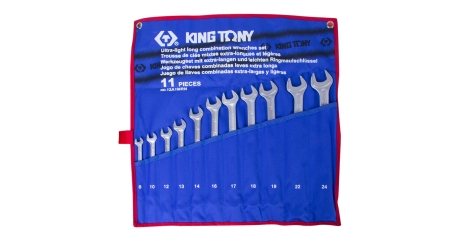 Набор комбинированных удлиненных ключей, 8-24 мм, чехол из теторона, 11 предметов KING TONY 12A1MRN