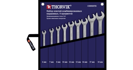 Набор комбинированных карданных ключей Thorvik CSWS9TB в сумке, 6-19 мм