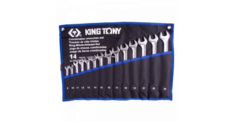 Набор комбинированных ключей KING TONY 12D15MRN01, 8-24 мм, чехол из теторона, 14 предметов