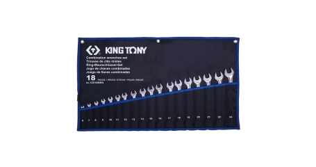 Набор комбинированных ключей KING TONY 12D18MRN, 6-24 мм, чехол из теторона, 18 предметов