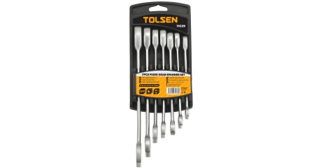 Набор комбинированных трещоточных ключей 8-19 мм 7 предметов TOLSEN TT15229