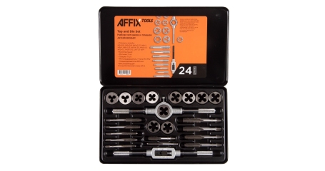 Набор метчиков и плашек SK-5 M5-M12, кейс, 24 предмета AFFIX AF35100024C