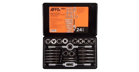 Набор метчиков и плашек SK-5 M5-M12, кейс, 24 предмета AFFIX AF35100024C