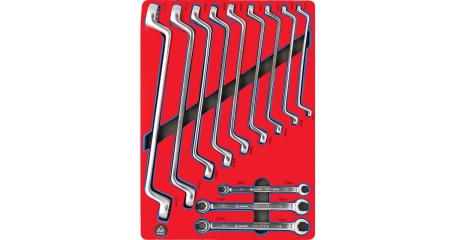 Набор накидных и разрезных ключей, зеркальная полировка, ложемент, 12 предметов МАСТАК 5-23112