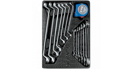 Набор накидных и рожковых ключей, рулетка, ложемент, 15 предметов KING TONY 9-90315MR