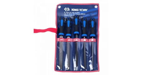 Набор напильников KING TONY 1005GQ, 200 мм, двухкомпонентные рукоятки, 5 предметов