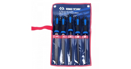 Набор напильников KING TONY 1005GQ, 200 мм, двухкомпонентные рукоятки, 5 предметов