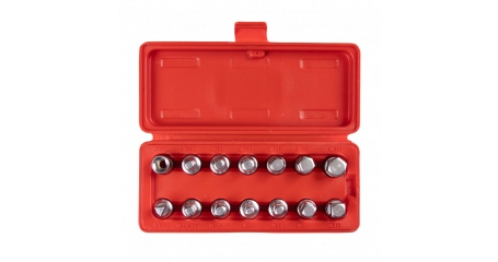 Набор насадок для пробок слива масла, кейс, 14 предметов МАСТАК 103-48014C