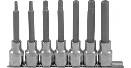 Набор насадок торцевых 921207, 1/2"DR с вставками-битами шестигранными на держателе, H4-H10, 100 мм, 7 предметов