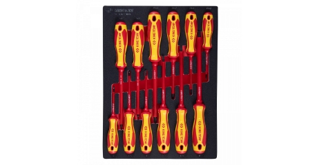 Набор отверток диэлектрических KING TONY 9-30612MRV, ложемент, 12 предметов