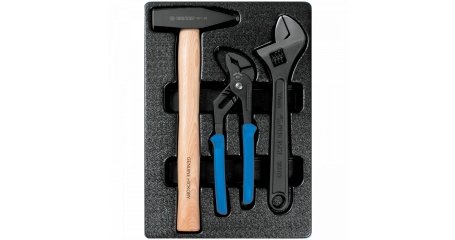 Набор переставные клещи, разводной ключ и молоток, ложемент, 3 предмета KING TONY 9-90103PP02