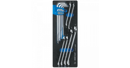 Набор разрезных ключей и шестигранники Г-образные, ложемент, 15 предметов KING TONY 9-90135MRV