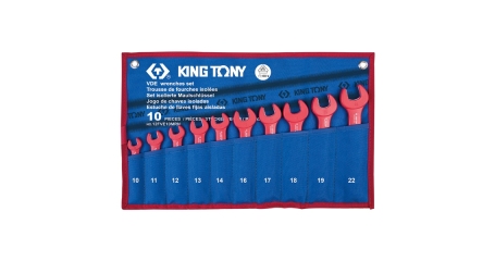 Набор рожковых диэлектрических ключей KING TONY 12FVE10MRN, 10-22 мм, чехол из теторона, 10 предметов