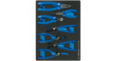 Набор съемников стопорных колец, пассатижей и бокорезов, ложемент, 7 предметов KING TONY 9-40207GPV02