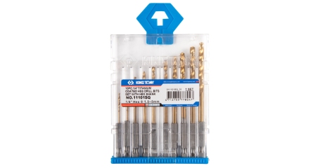 Набор сверл по металлу HSS Tin 1,5-5,0 мм с шестигранным хвостовиком 10 предметов KING TONY 11101SQ