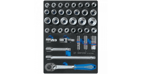 Набор торцевых головок 1/2" с принадлежностями, ложемент, 37 предметов KING TONY 9-4537MRV