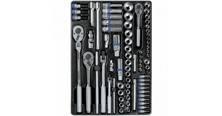 Набор торцевых головок 1/4"&3/8" с принадлежностями, ложемент, 75 предметов KING TONY 9-5575MR