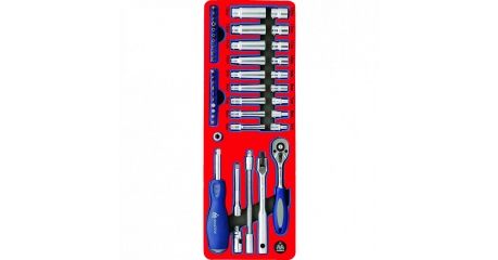 Набор торцевых головок 1/4” с принадлежностями, ложемент, 45 предметов МАСТАК 5-002045