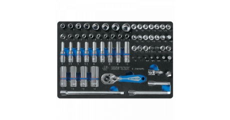 Набор торцевых головок 1/4" с принадлежностями, ложемент, 65 предметов KING TONY 9-2565MRV