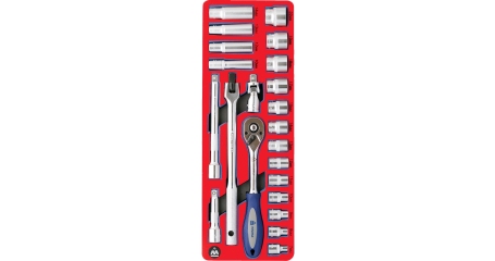 Набор торцевых головок 3/8” с принадлежностями, ложемент, 22 предмета МАСТАК 5-003222