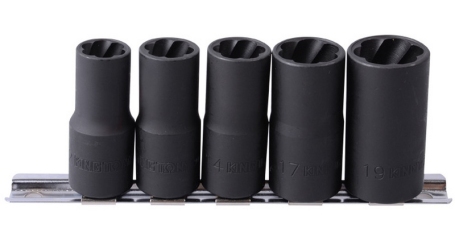 Набор торцевых головок для поврежденных гаек и болтов, 12, 13, 14, 17, 19 мм, 5 предметов KING TONY 9TD035MR