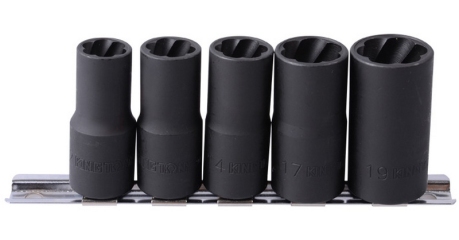 Набор торцевых головок для поврежденных гаек и болтов, 12, 13, 14, 17, 19 мм, 5 предметов KING TONY 9TD035MR