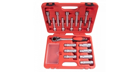 Набор торцевых головок и насадок для обслуживания амортизационных стоек, кейс, 18 предметов МАСТАК 100-10018C