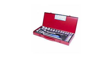 Набор торцевых головок с принадлежностями 1/2", двенадцатигранные, 10-32 мм, 24 предмета KING TONY 4028MR