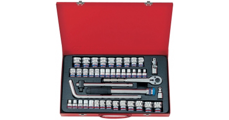 Набор торцевых головок с принадлежностями 1/2", двенадцатигранные, 8-32 мм, 3/8"-1-1/4", 43 предмета KING TONY 4044CR