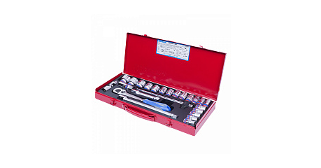 Набор торцевых головок с принадлежностями 1/2", шестигранные, 10-32 мм, 24 предмета KING TONY 4528MR