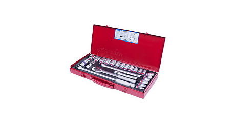 Набор торцевых головок с принадлежностями 1/2", шестигранные, 3/8-1&1/4", 24 предмета KING TONY 4532SR