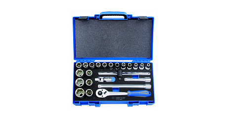 Набор торцевых головок с принадлежностями 1/2", шестигранные, 8-32 мм, 23 предмета, в комплекте бейсболка KING TONY M4523MRV01