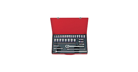 Набор торцевых головок с принадлежностями 1/2", шестигранные, 8-32 мм, 33 предмета KING TONY 4534MR