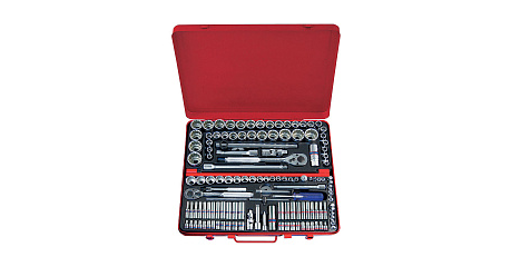 Набор торцевых головок с принадлежностями 1/4"&3/8"&1/2", двенадцатигранные, 4-32 мм, 5/32"-1&1/4", 135 предметов KING TONY 9033CR