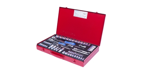 Набор торцевых головок с принадлежностями 1/4", 3/8", 1/2" двенадцатигранные, 4-32 мм, 62 предмета KING TONY 9063MR01