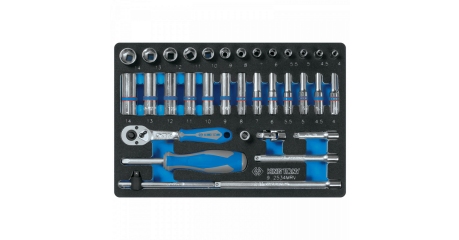 Набор торцевых головок с принадлежностями 1/4", ложемент, 34 предмета KING TONY 9-2534MRV