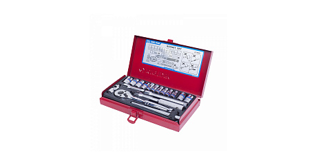 Набор торцевых головок с принадлежностями 1/4", шестигранные, 4-12 мм, 18 предметов KING TONY 2519MR