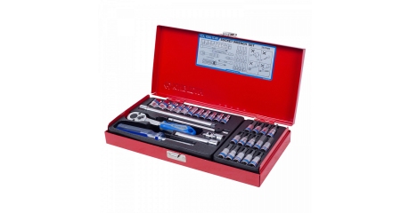 Набор торцевых головок с принадлежностями 1/4", шестигранные, 4-13 мм, 31 предмет KING TONY 2531MR