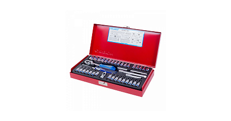 Набор торцевых головок с принадлежностями 1/4", шестигранные, 4-13 мм, 39 предметов KING TONY 2539MR