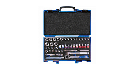 Набор торцевых головок с принадлежностями 3/8", шестигранные, 6-24 мм, 45 предметов, в комплекте бейсболка KING TONY M3545MRV