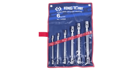 Набор торцевых ключей с шарниром, 8-19 мм, 6 предметов KING TONY 1A06MR