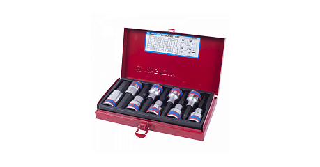 Набор торцевых насадок 1/2", HEX, 4-17 мм, L = 80 мм, 9 предметов KING TONY 4120PR