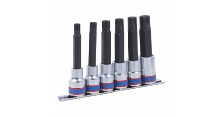 Набор торцевых насадок 1/2" RIBE, М9-М16, L = 100 мм, 6 предметов KING TONY 4116PR