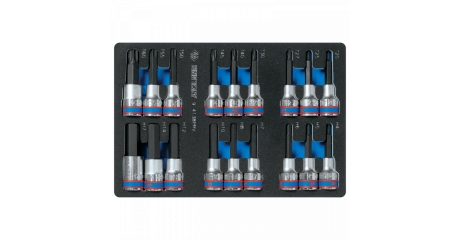 Набор торцевых насадок 1/2", TORX, HEX, L = 80 мм, ложемент, 18 предметов KING TONY 9-4138PRV