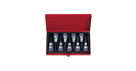 Набор торцевых насадок 1/2" TORX, Т20-Т60 мм, L = 80 мм, 9 предметов KING TONY 4119PR