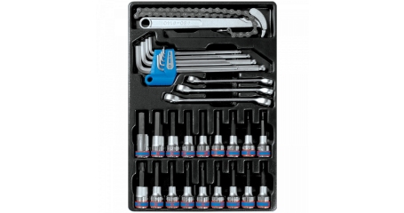 Набор торцевых насадок, шестигранники Г-образные и разрезные ключи, ложемент, 31 предмет KING TONY 9-90131MR